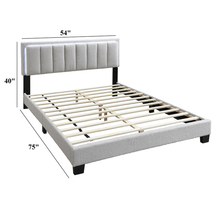 Bed With Channel Tufting And Built In LED Headboard
