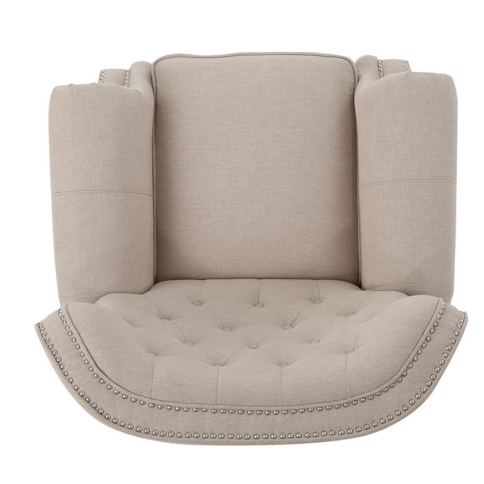 Contemporary Style Push Back Recliner With Button Tufted Stitching And Nailhead Trim