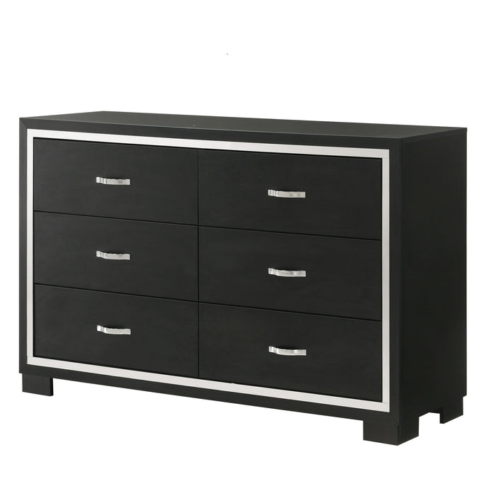 6 Drawer Dresser With Handles Bedroom Furniture - Black