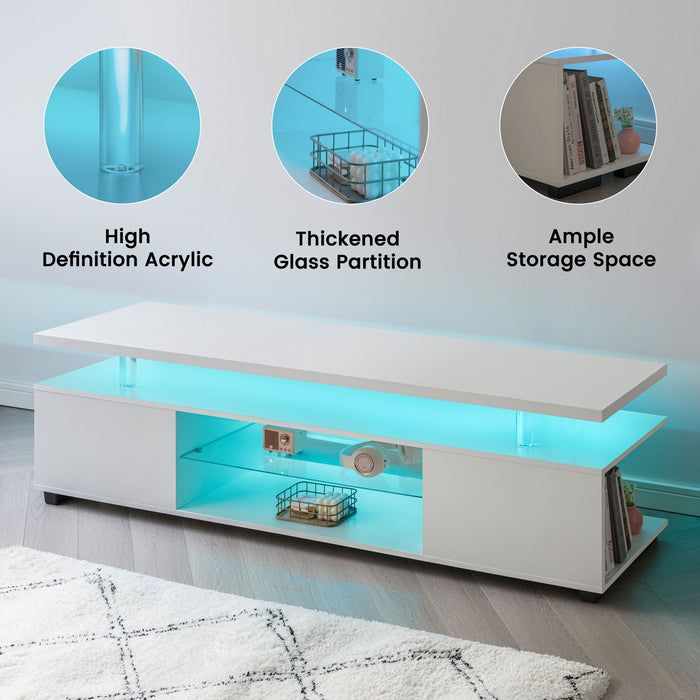 TV Stant With LED And Large Side Cabinet