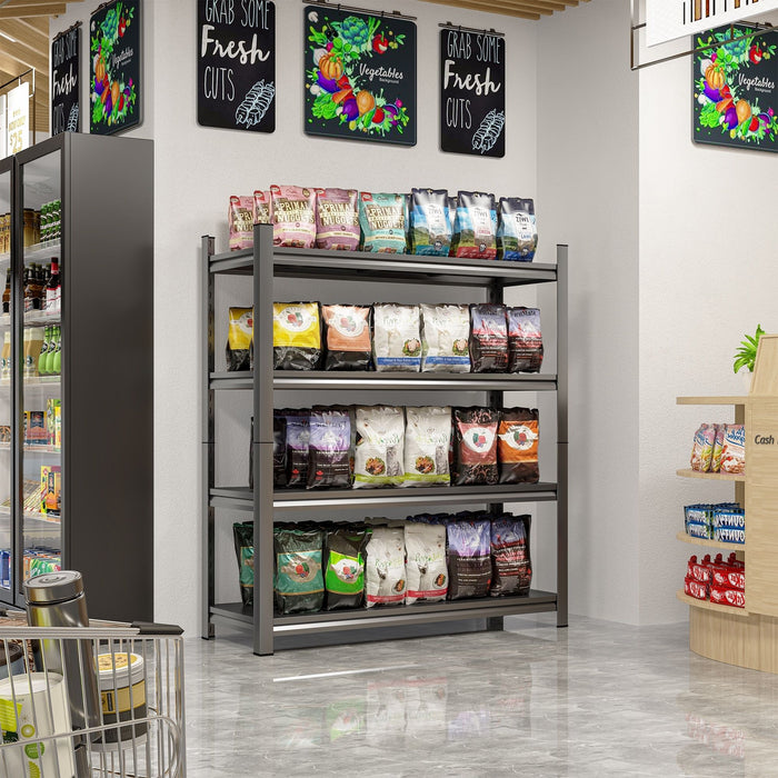 4-Tier Height-Adjustable Storage Rack, Vertical Organizer, Assembly Required - Black