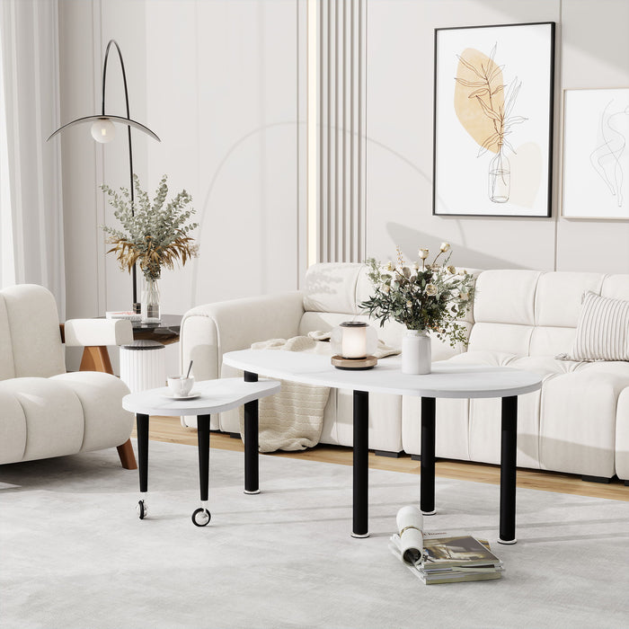 Rotatable Cocktail Table With Solid Legs, 360 Degree Rotating