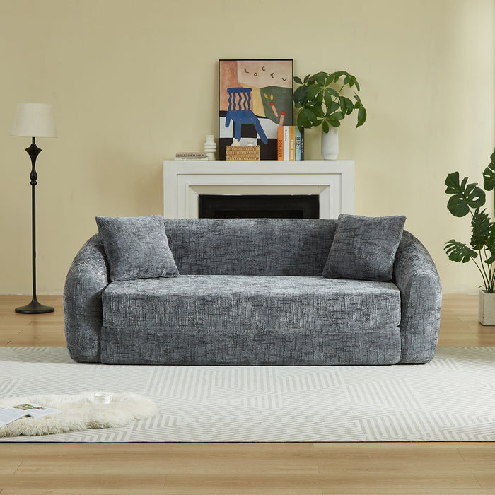 Curved Convertible Sofa, 2 In 1 Fold Out Bed With Pull Out Base And Deep Seat