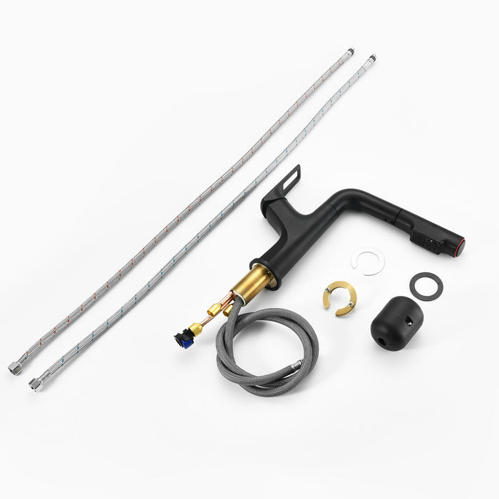 Pull Down Vessel Faucet With Lift Spout & Dual Spray Modes