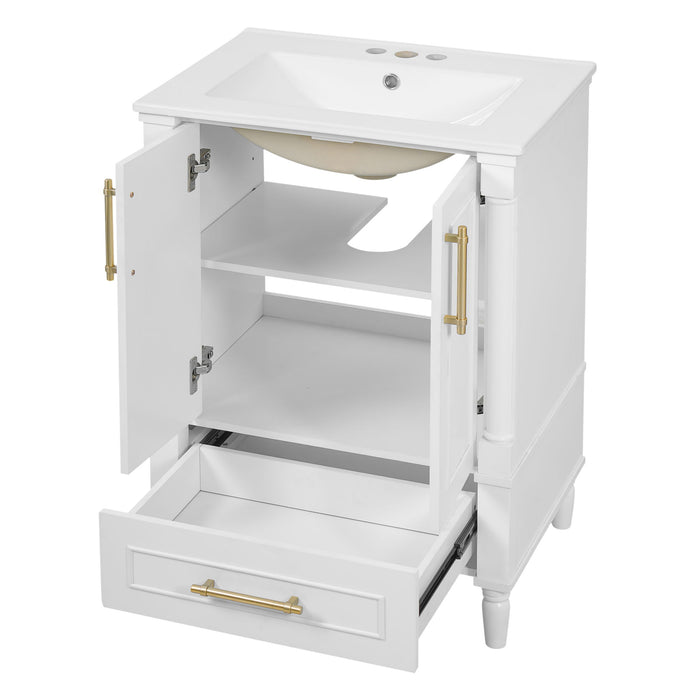 Bathroom Vanity With Ornate French Cylinder Legs, Soft Close Drawer