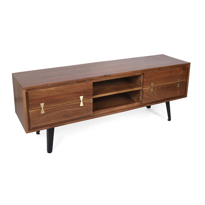 Asther - Acacia Wood TV Cabinet - Natural Wood / Brown