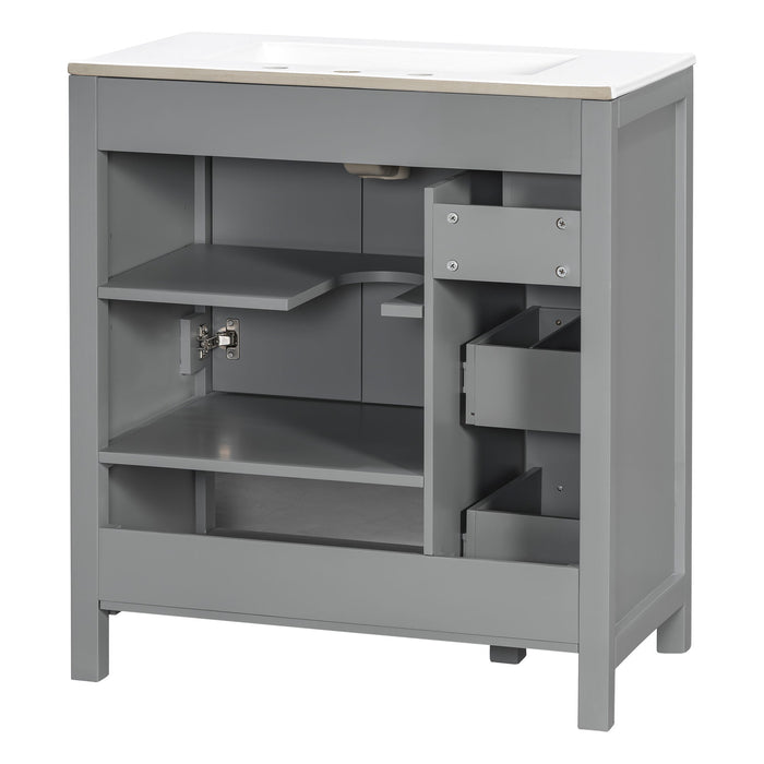 Bathroom Vanity With Sink Top, Bathroom Vanity Cabinet With 2 Doors And 2 Drawers, Open Shelf