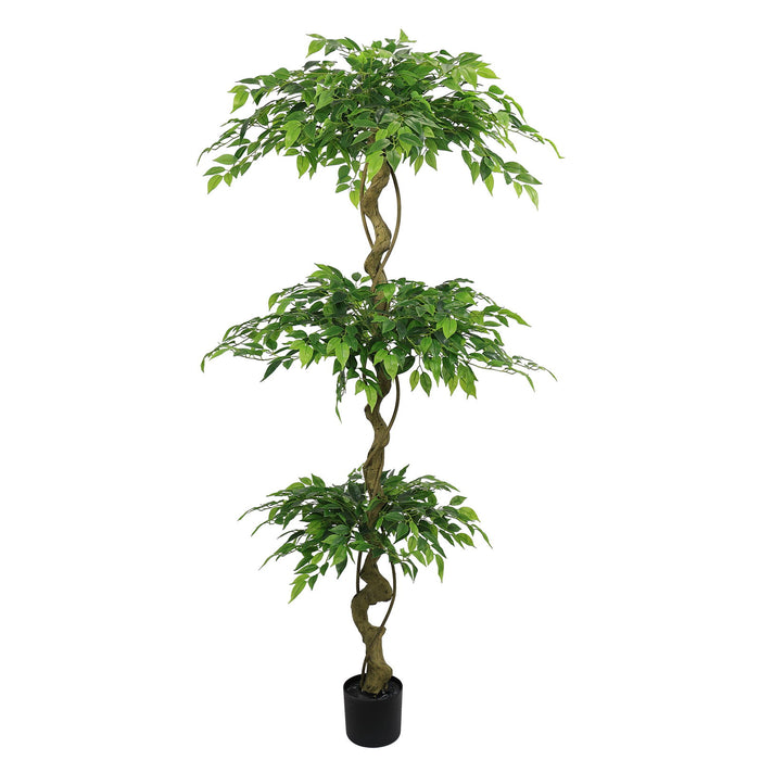 Artificial Ficus Tree With Pot For Home Decor Indoor Plant - Green