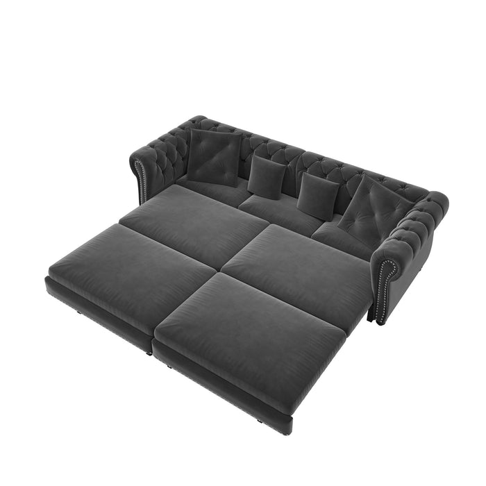 3 In 1 Convertible Sleeper Sofa Bed With Movable Ottoman