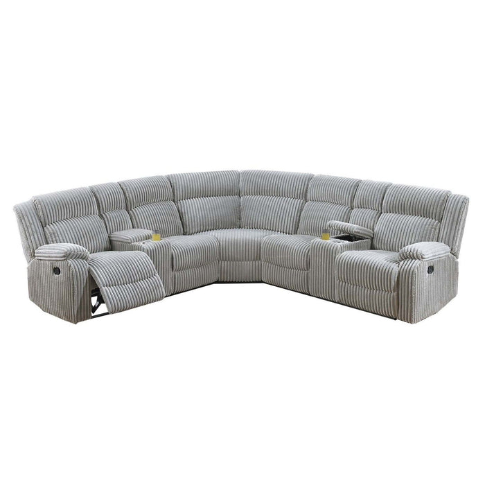 Sectional Sofa Set With Console Cup Holders, 3 Piece Reclining Living Room Couch - Gray Ash