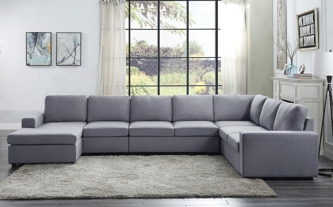 Hayden - Linen 7 Seat Reversible Modular Sectional Sofa Chaise
