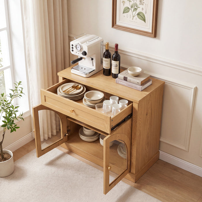 Modern Sideboard Cabinet With 1 Drawer And 2 Arched Doors