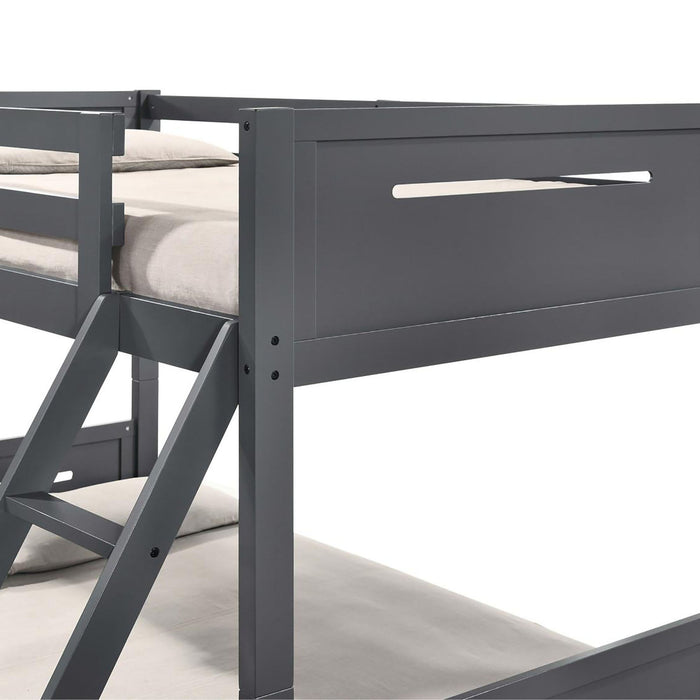 Bunk Bed With Built In Ladder, Safety Guardrails And Angled Access Step