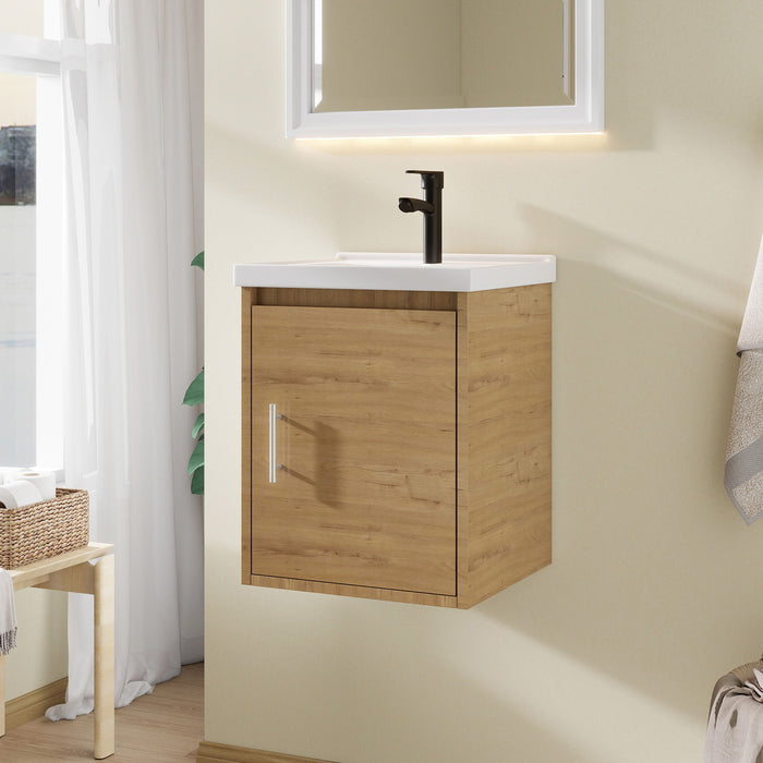 Floating Bathroom Vanity Combo, Wall Mounted Cabinet With Sink & Soft Close Doors For Small Bathrooms