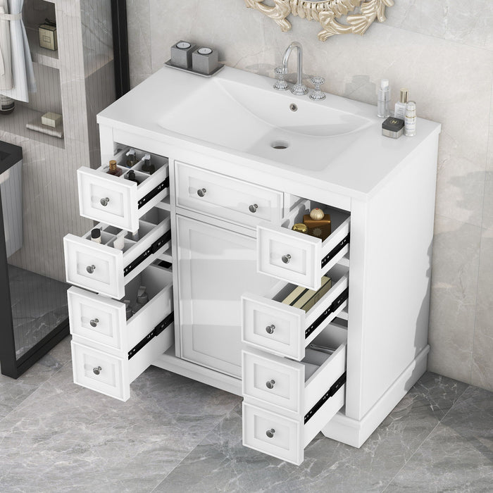 Modern Bathroom Vanity With Sink Combo, 6 Drawers And 1 Cabinet