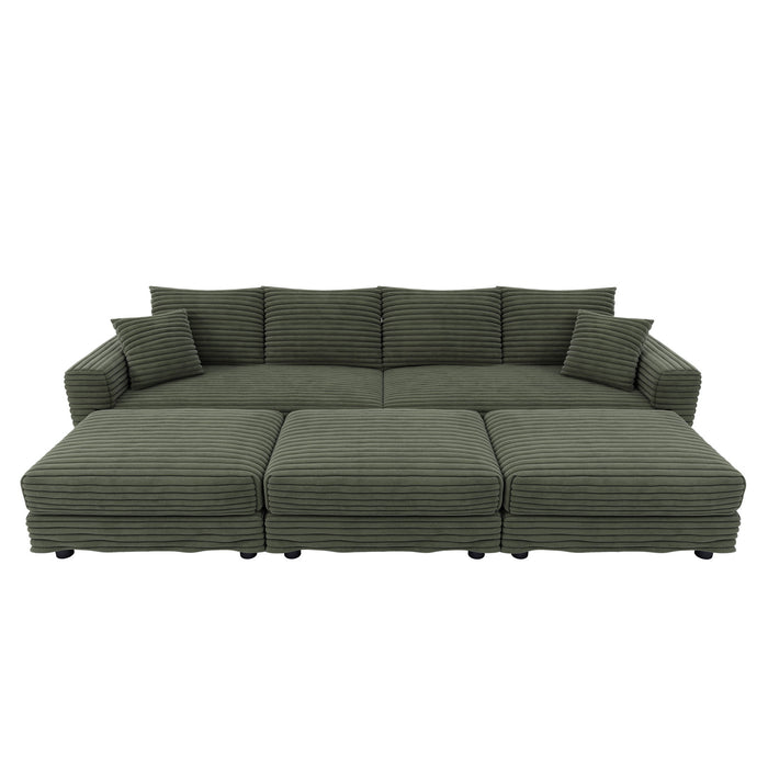 Convertible Deep Seat Sofa With Soft Pillows And Ottomans