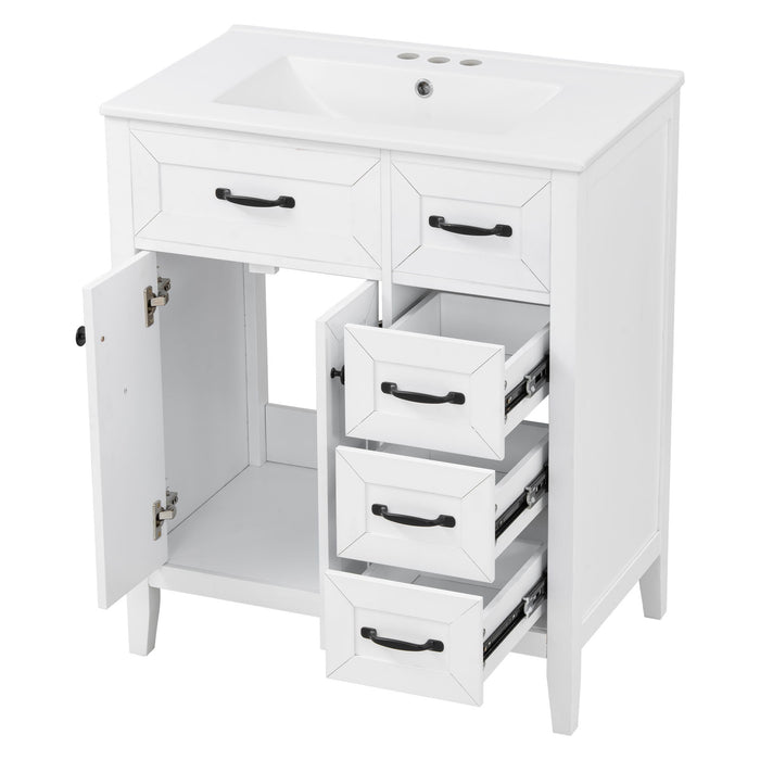 Bathroom Vanity With Sink, Freestanding Design, Soft Close Doors & Drawers - White