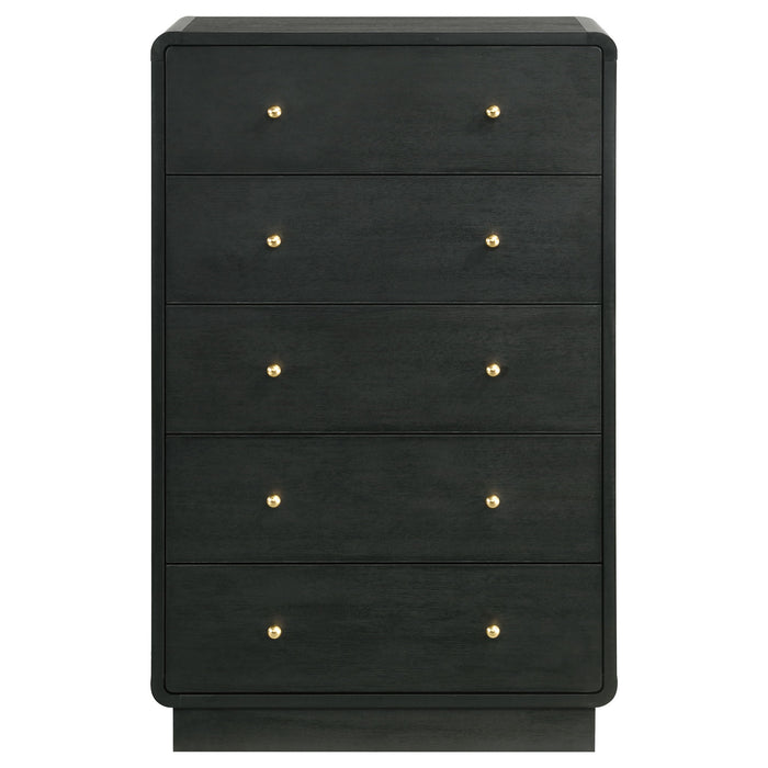 Burton - 5 Drawer Chest Of Drawers - Black