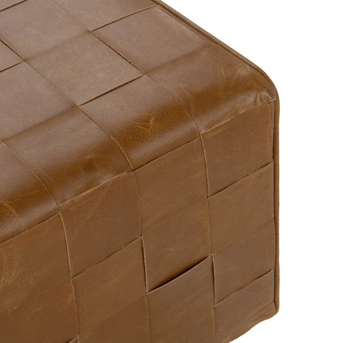 Aristo - Leather Square Ottoman - Chestnut