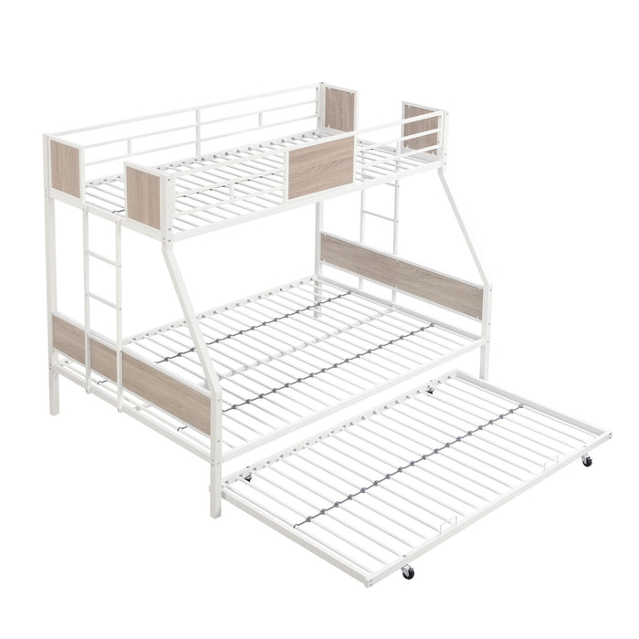 Modern Metal Bunk Bed With Side Ladders And Guardrail