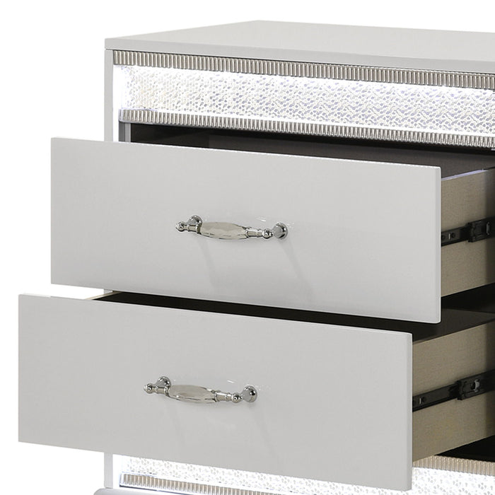 Glam - 2 Drawer Nightstand & LED Lighting - White