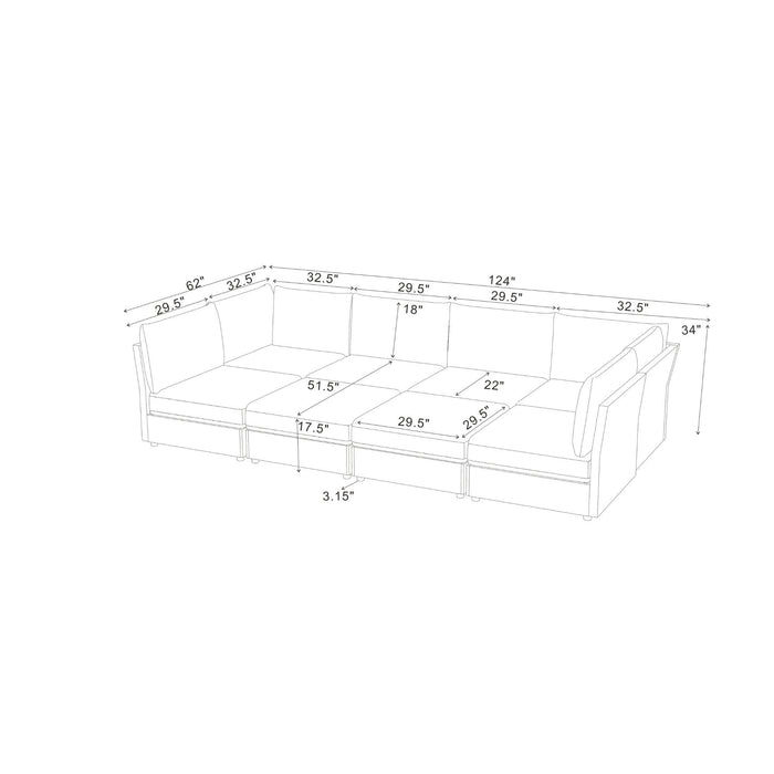 Upholstered Modular Sectional With Custom Configuration And Removable Cushions