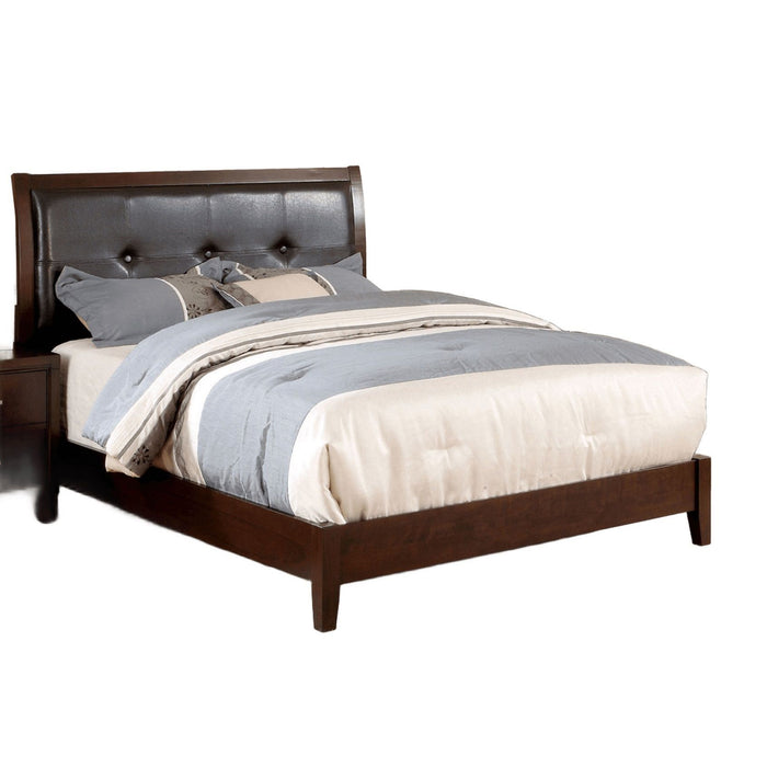 Eastern King Bed With Button Tufted Headboard - Brown