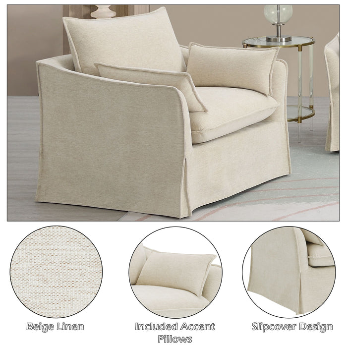 Shane - Chair With 2 Pillows - Beige