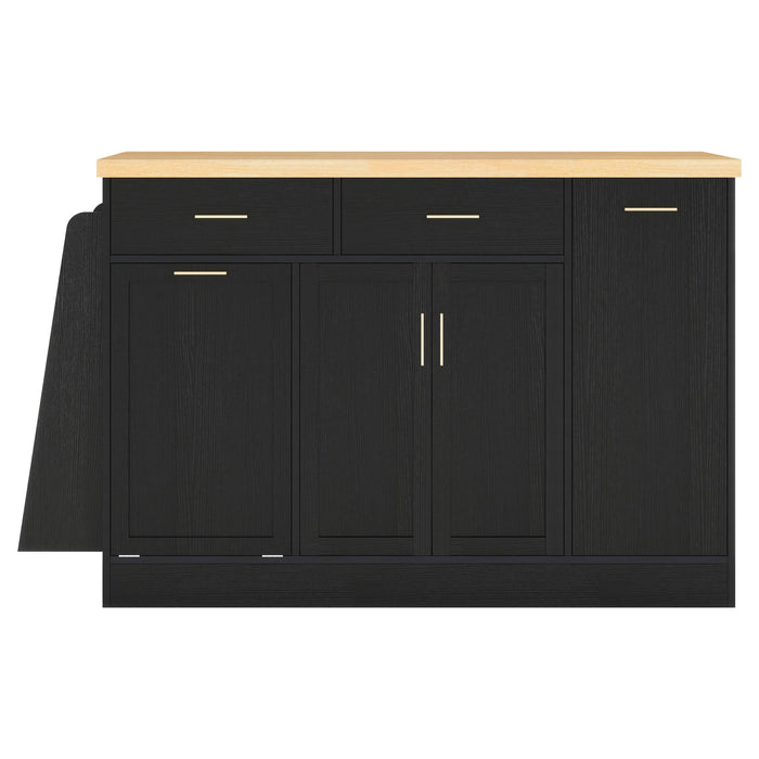 Kitchen Sideboard With Sliding Door Cabinet, 3 Tier Spice Rack