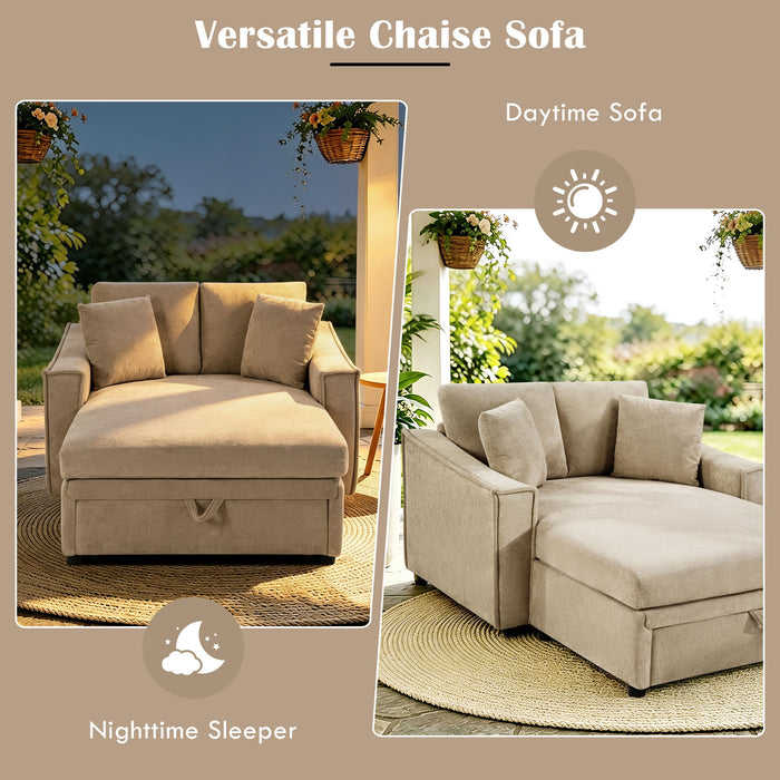Modern Chaise Sofa With Hidden Storage For Living Room