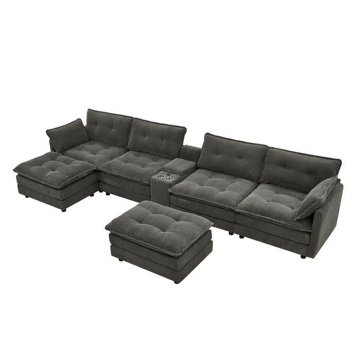 Oversized Modular Sectional Sofa With Multi Functional Console