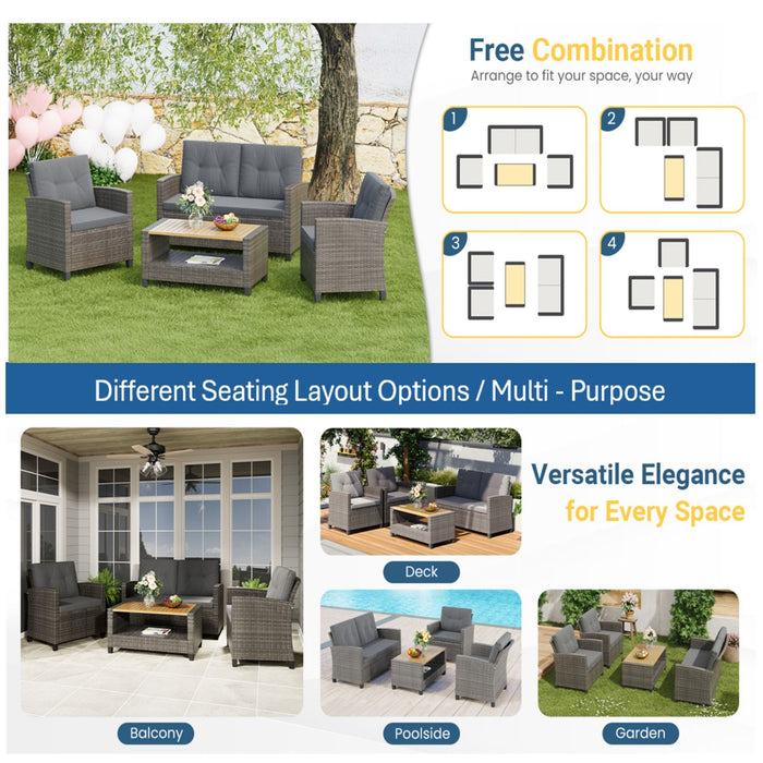 Modern All-Weather Patio Set With Cushions And Table