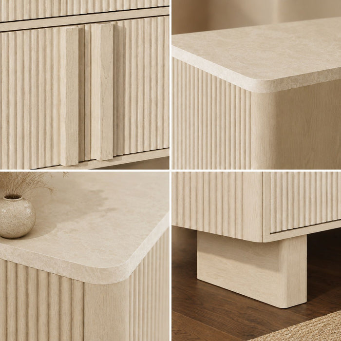 Sideboard Buffet Cabinet With 3 Drawers And 4 Doors For Dining Room