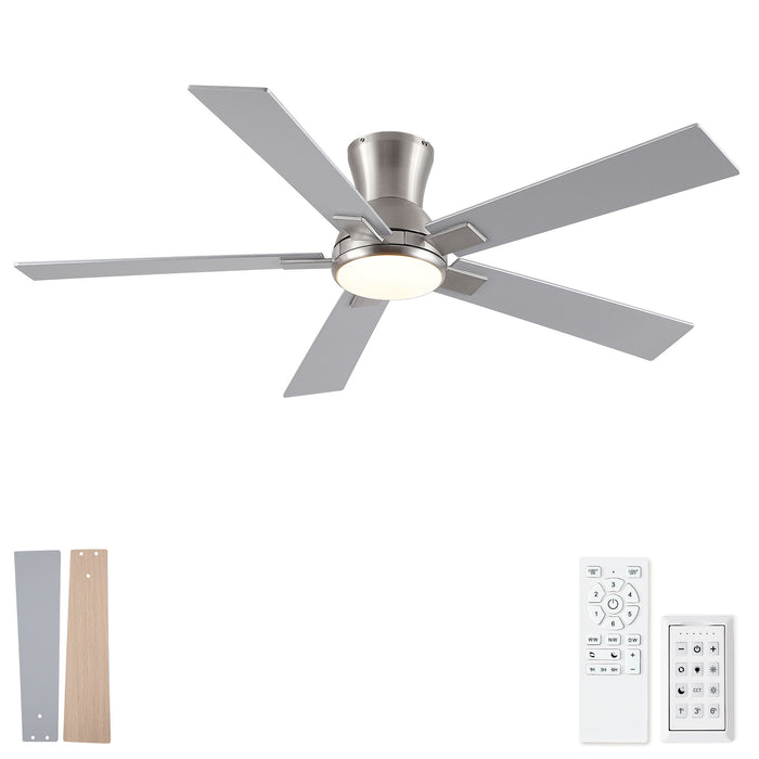 Low Profile Flush Mount Intergrated LED Ceiling Fan With Light And Reversible Quiet Motor