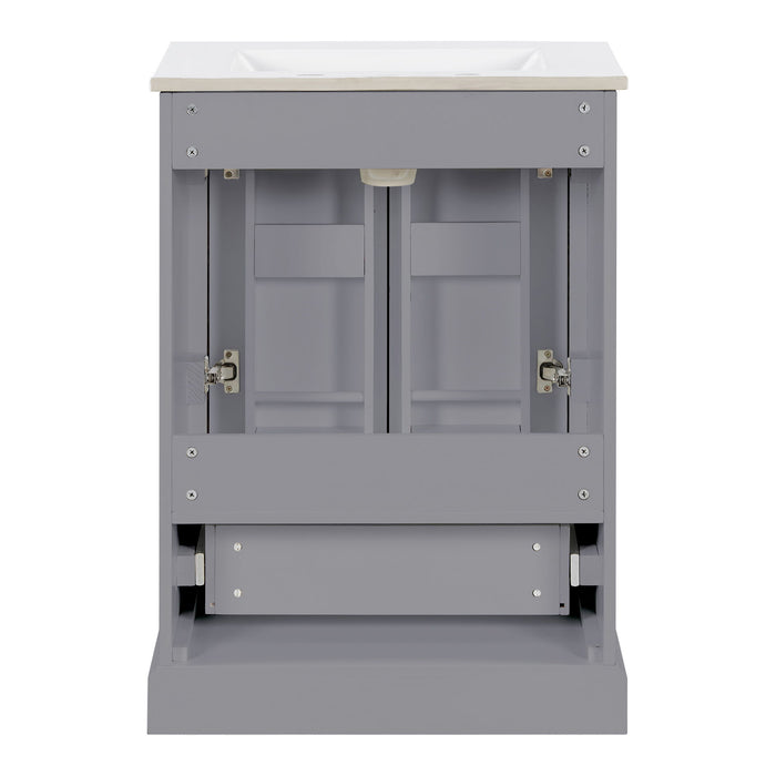 Bathroom Vanity With Sink, 1 Divided Drawer And 2 Soft Close Doors With Double Shelf