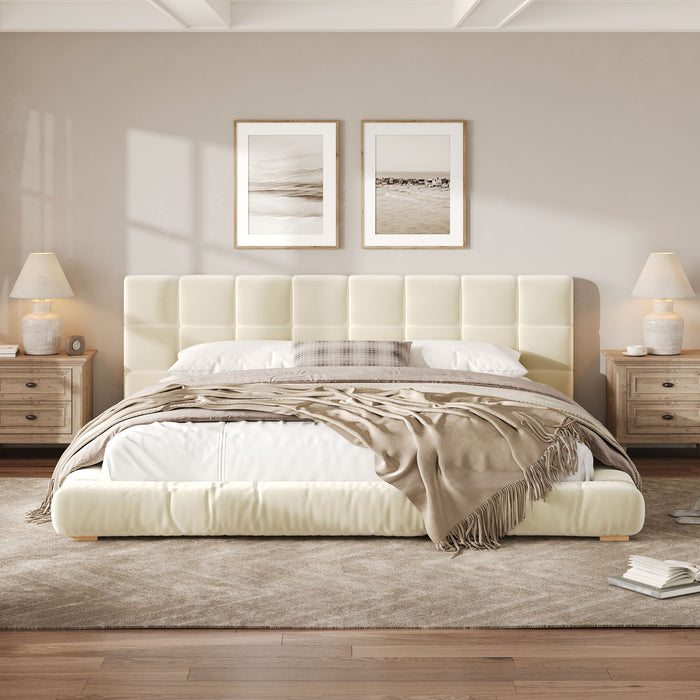 Upholstered Platform Bed Frame With Tufted Headboard