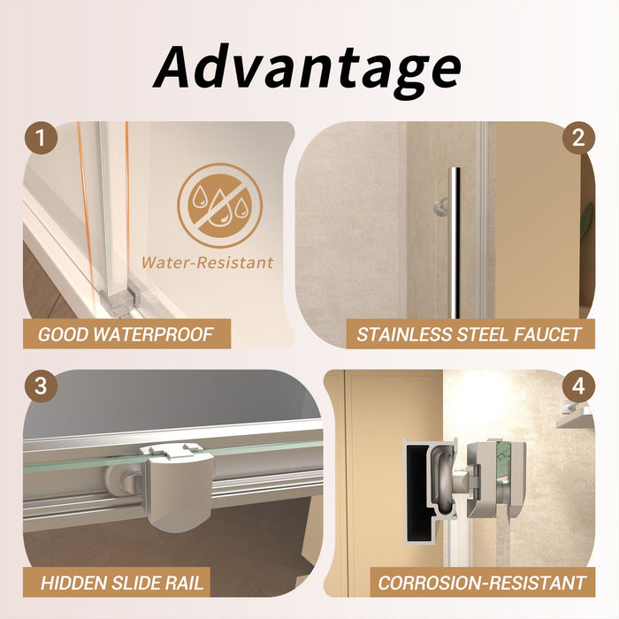 Frameless Single Sliding Shower Door With Handle
