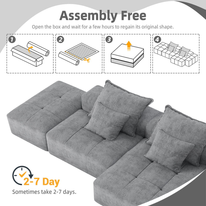 Modern Oversized, Modular Sectional Sofa With Pillows