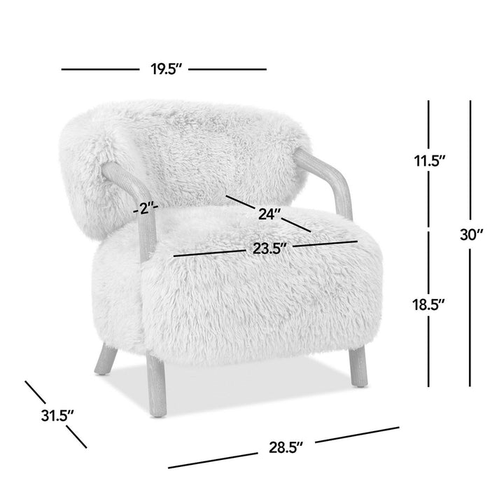 Becker - Rustic Oak Sheepskin Upholstered Accent Arm Chair - Taupe Beige