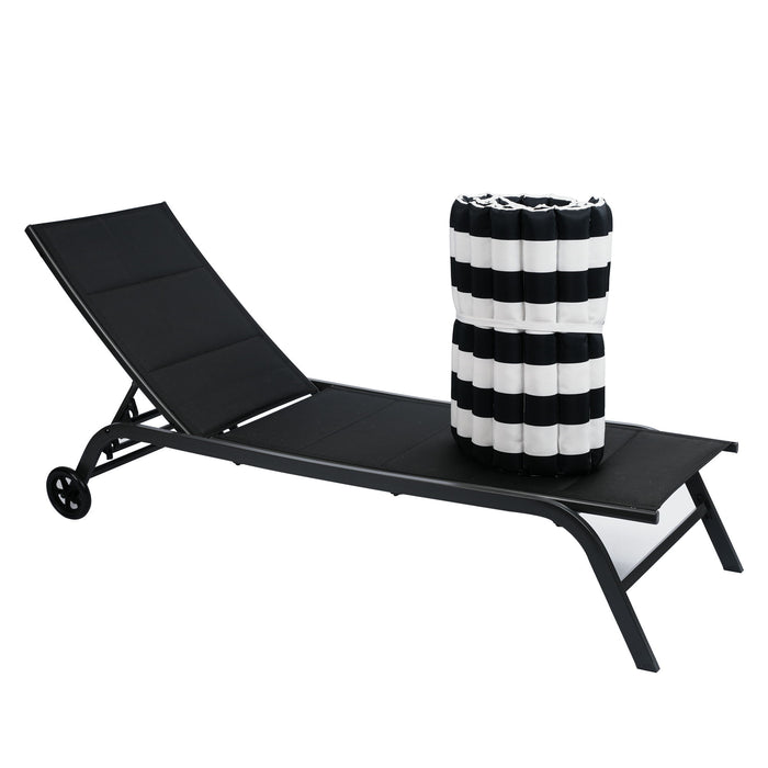 Outdoor Lounge Chairs (Set of 2), Cushion Replacement Patio Funiture Seat Cushion Chaise Lounge Cushion - Black / White