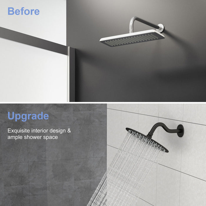 8" Shower Arm With Flange, Adjustable Angles - Matte Black