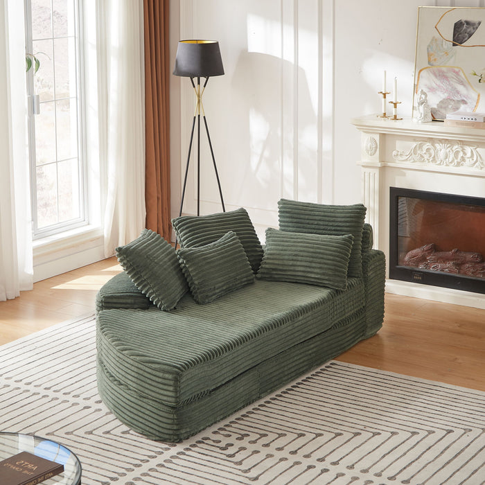 Semi Circular 2 In 1 Sofa Bed With Neck Pillow And Throw Pillows