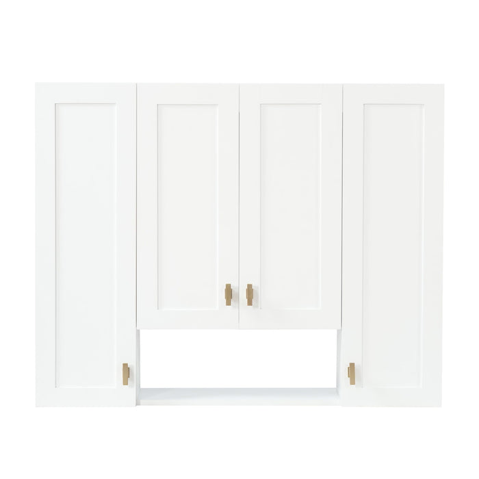 30" Bathroom Cabinet With 5 Adjustable Shelves, Wall Mounted Medicine Cabinet - White