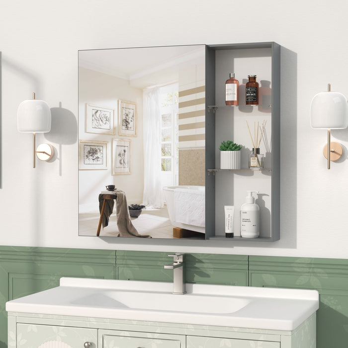 Medicine Cabinet, Wall Mounted Bathroom Mirror With Storage, Adjustable Shelves - Black Brown