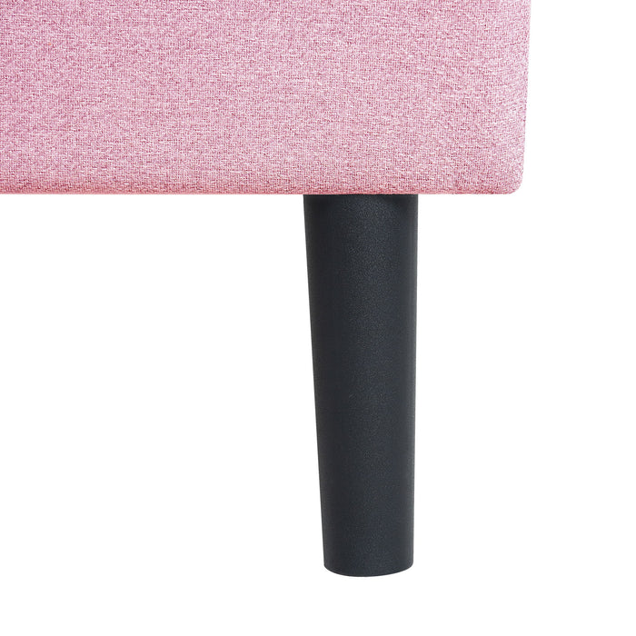 Modern Upholstered Platform Bed Frame With Button Tufted Linen Fabric Headboard