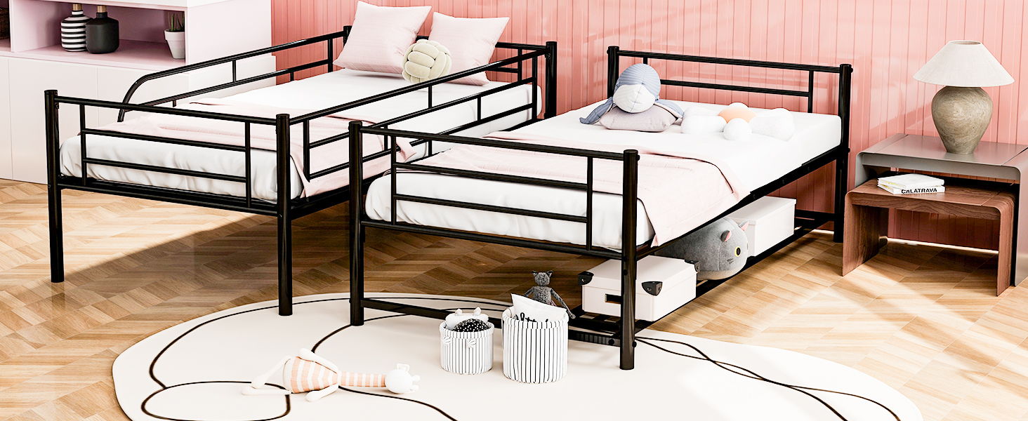 Metal Bunk Bed & Shelf And Guardrails