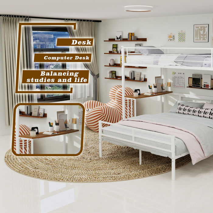 Bunk Bed With Built In Desk & Guardrail Frame