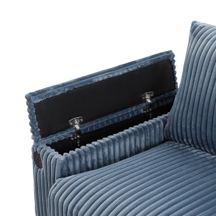 Modern 4 Seater Corduroy Sofa Couch With USB Ports And Hidden Storage