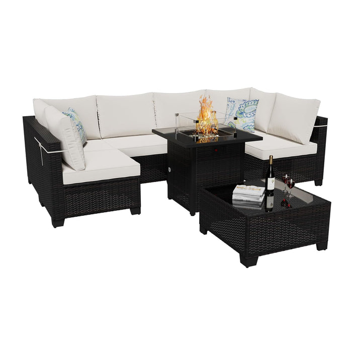 Cushion Covers For 7 Piece Wicker Sectional Sofa, 14 Pack Seat And Back Slipcovers With Zipper