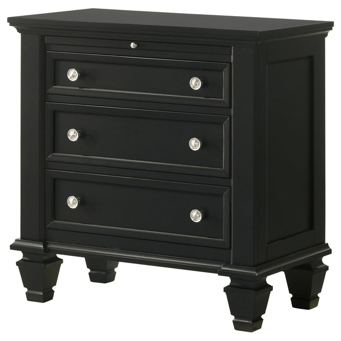3 Drawer Nightstand With Pull Out Tray - Black